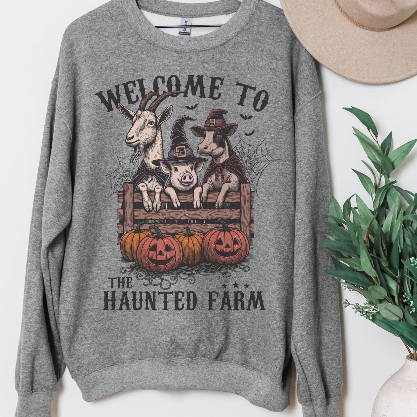 Haunted Farm Sweatshirt – Gildan 50/50 | Fall Graphic Crewneck