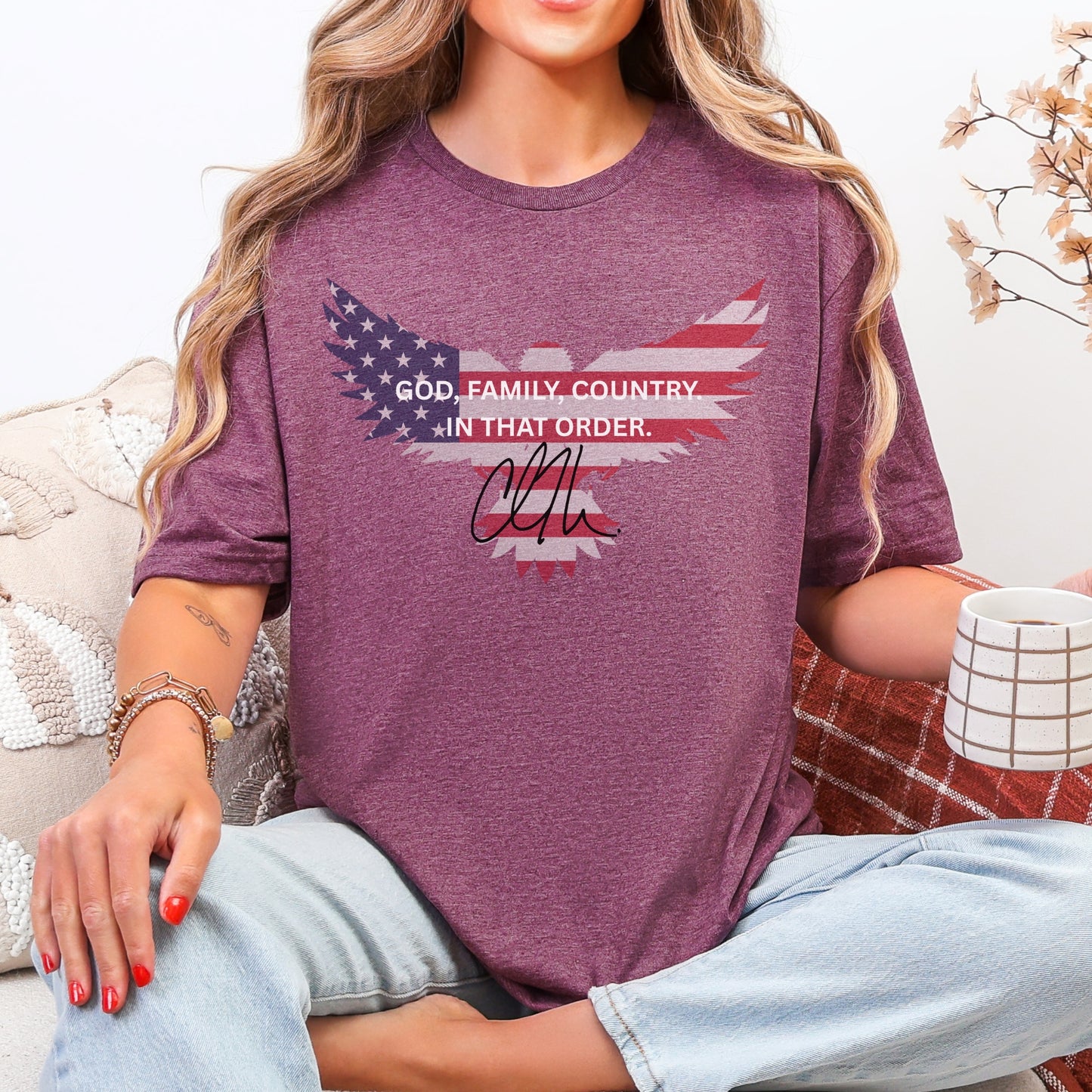 God, Family, Country Tee – Stand Strong: Charlie Kirk Collection