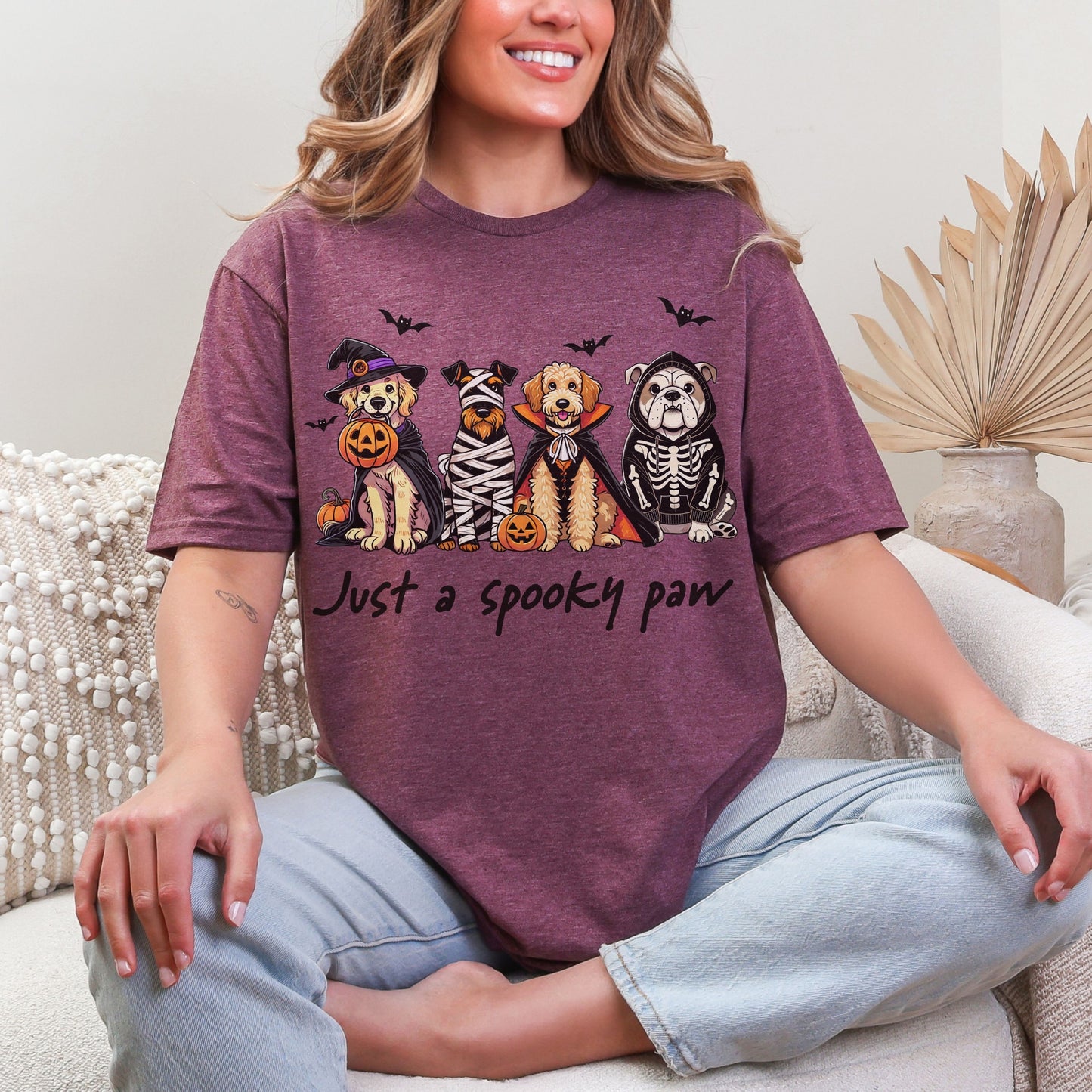 Just a Spooky Paw Gildan Softstyle Tee – Halloween Dog Lover Shirt