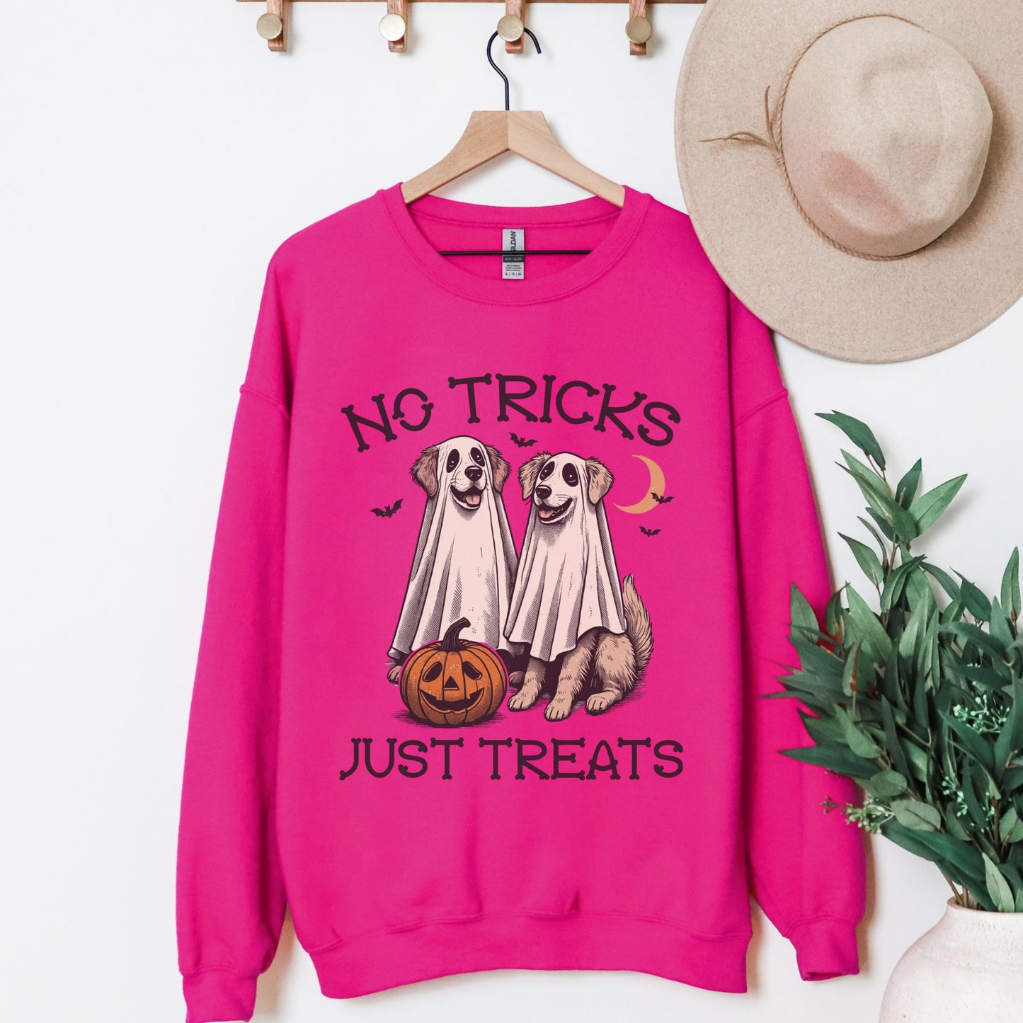 No Tricks Just Treats Dog Halloween Sweatshirt – Unisex Cozy Fall Pullover