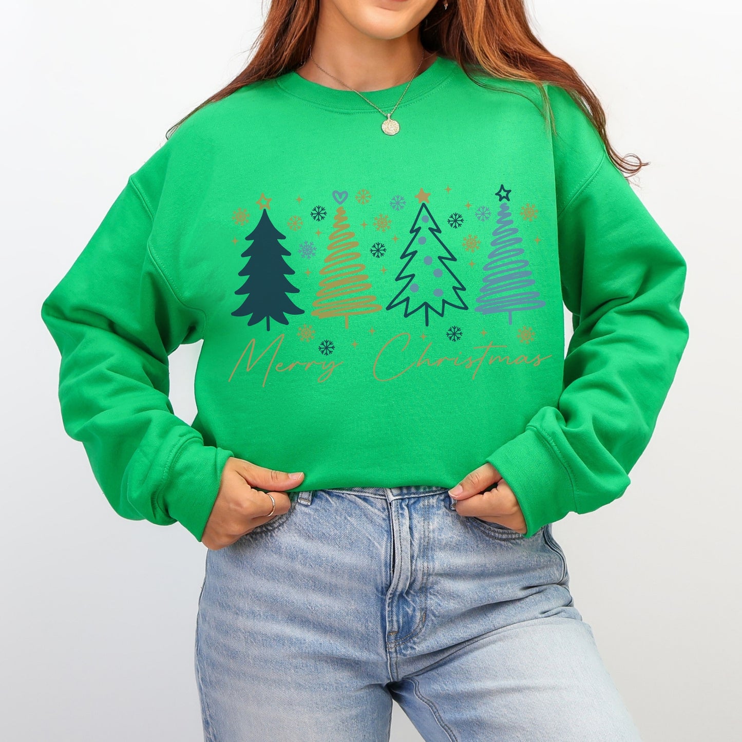 Merry Christmas Tree Line Sweatshirt