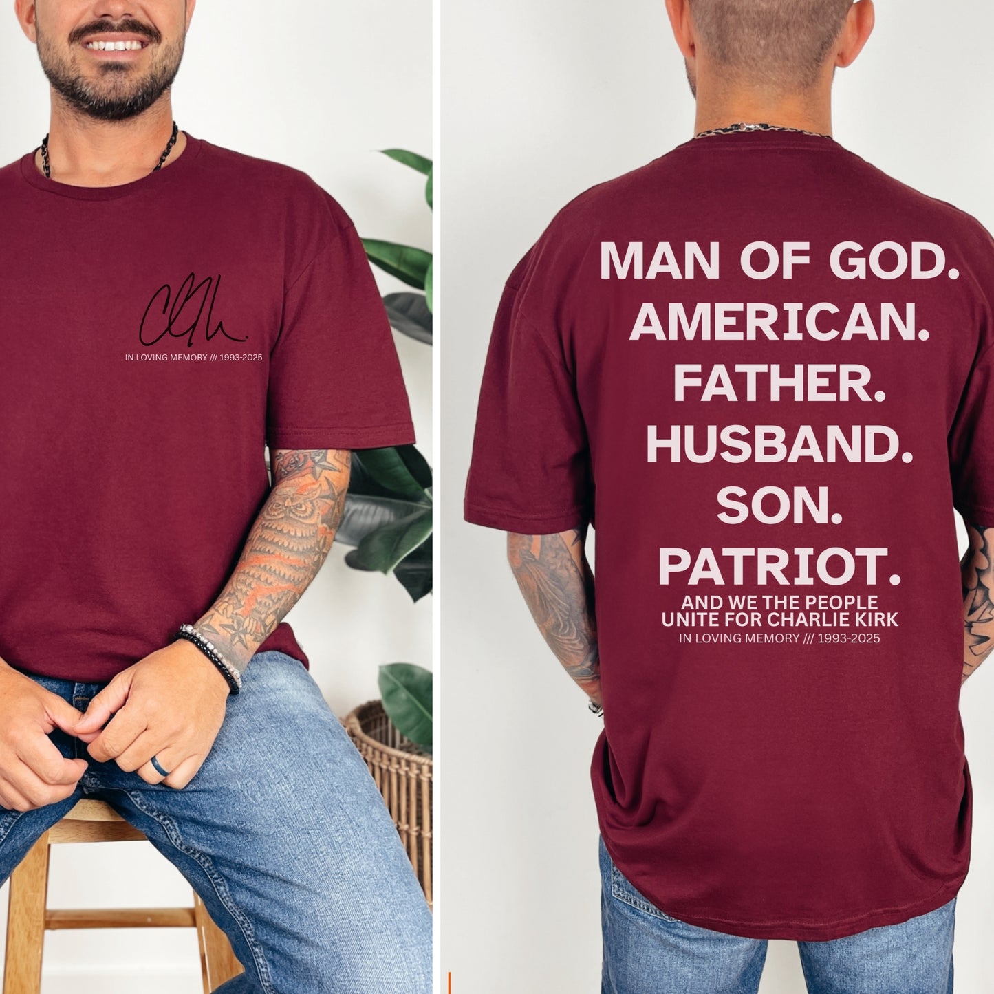 “Man of God. American. Father. Husband. Son. Patriot.” Memorial T-Shirt | Patriot Collection