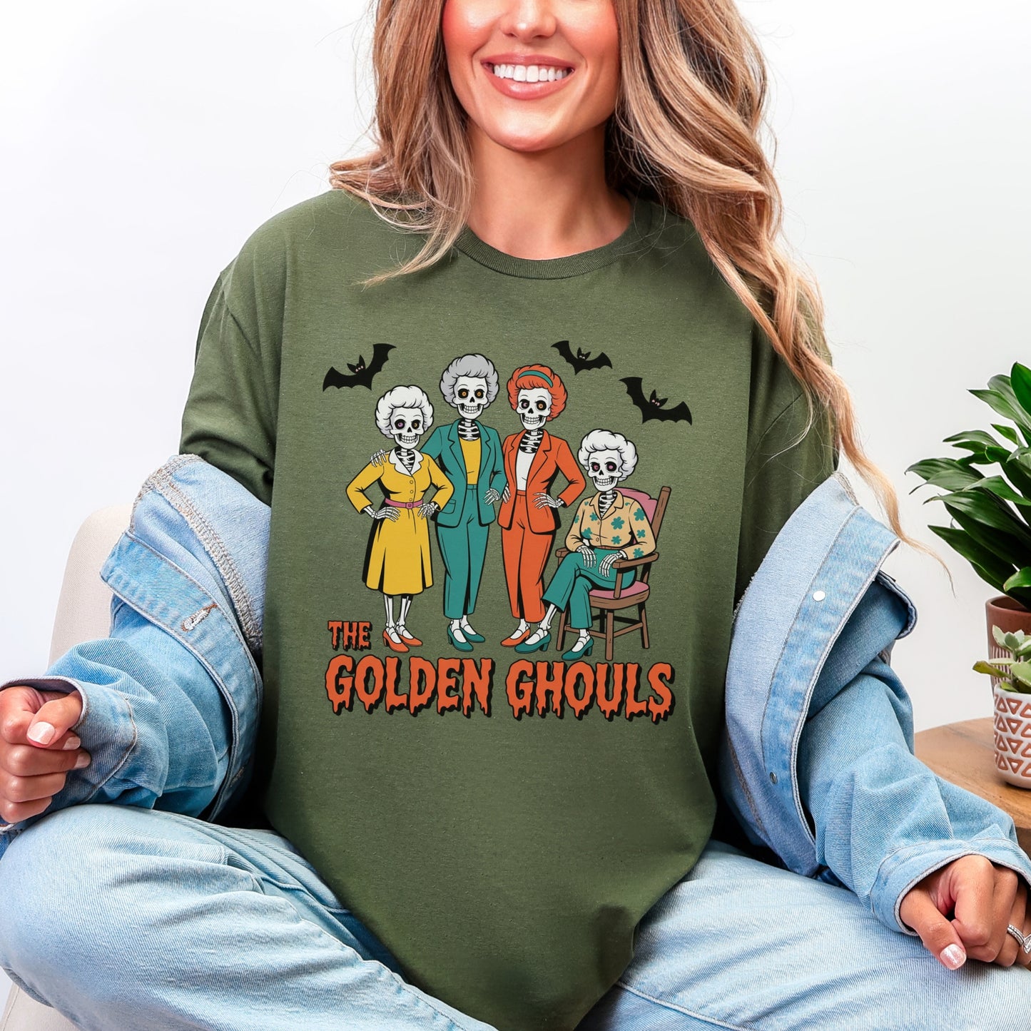 Golden Ghouls Halloween T-Shirt | Retro Graphic Tee | Gildan Softstyle Unisex