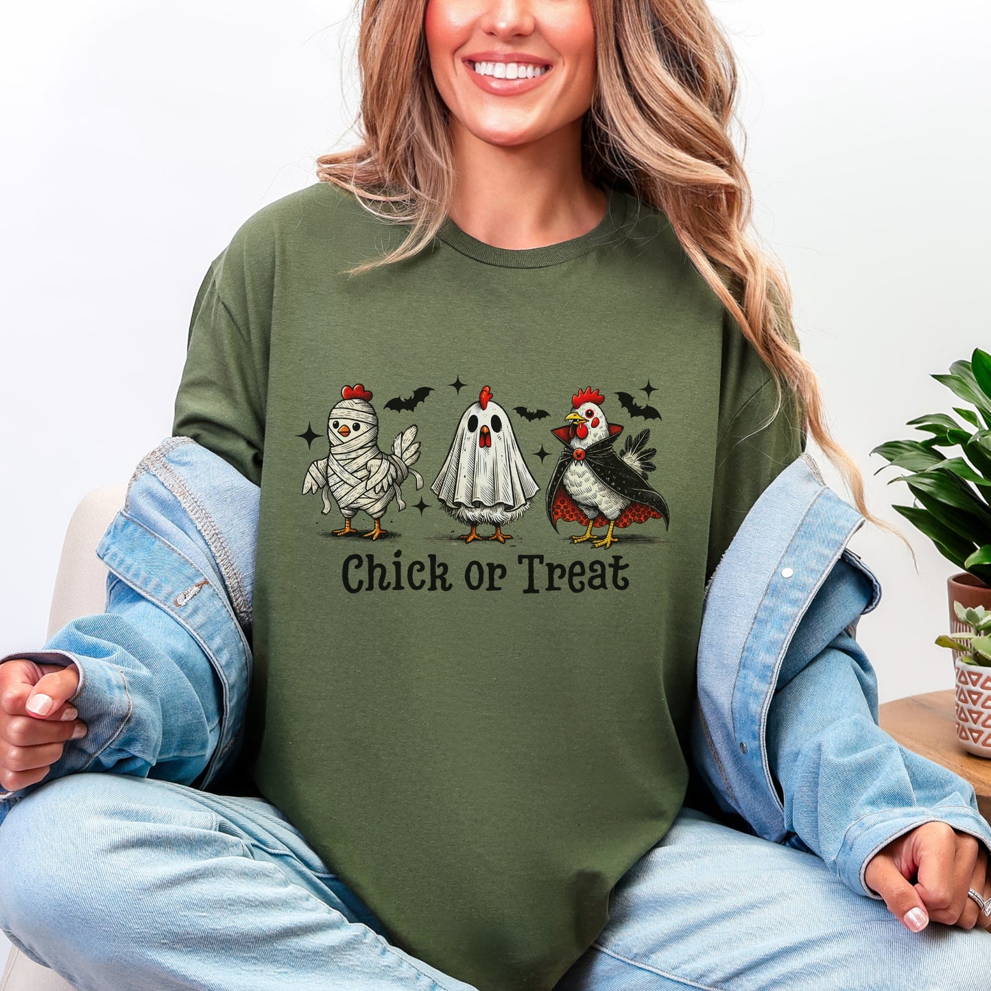 Chick or Treat Halloween Chicken Graphic Tee – Gildan Softstyle Unisex T-Shirt
