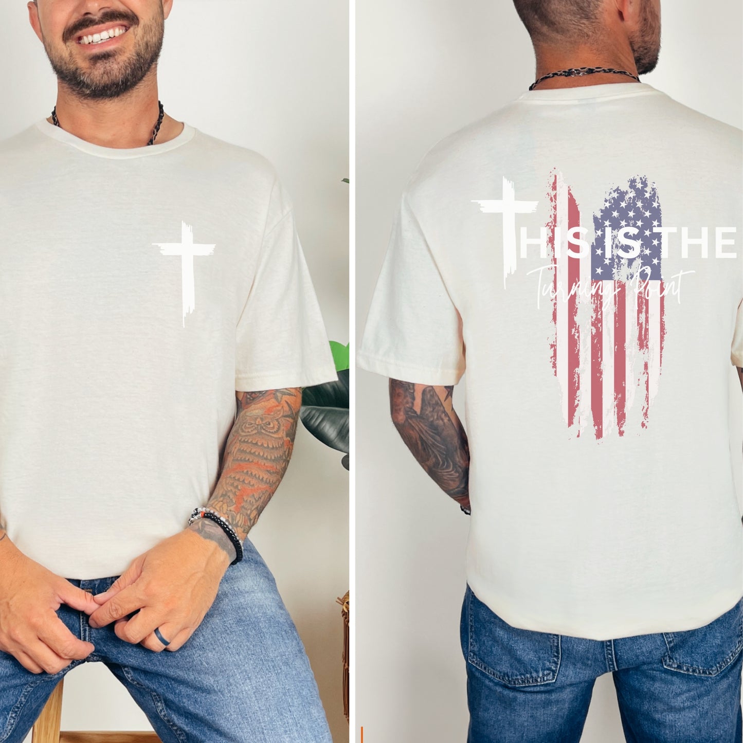 “Turning Point” Cross & American Flag T-Shirt | Patriot Collection