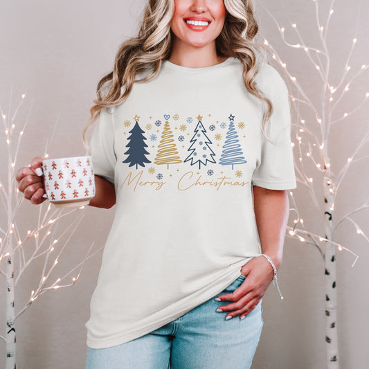 Golden Tree Merry Christmas Tee