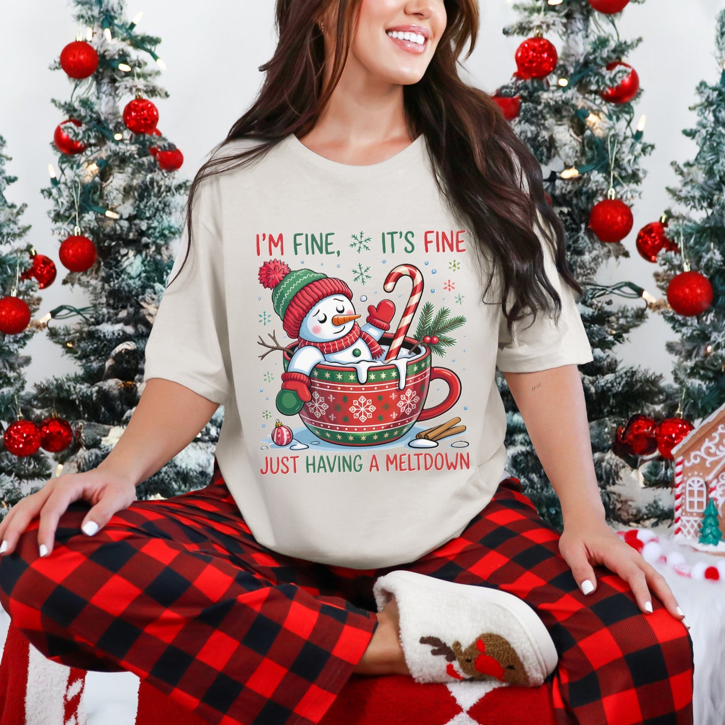 “I’m Fine, It’s Fine” Snowman Christmas Tee