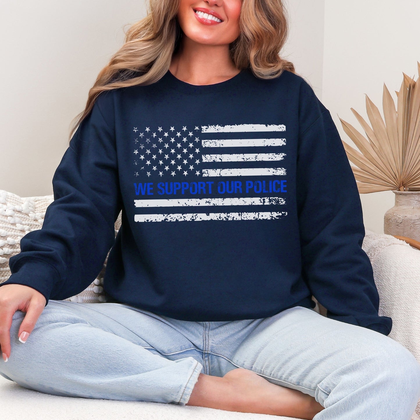 “We Support Our Police” Thin Blue Line Crewneck | Patriot Collection