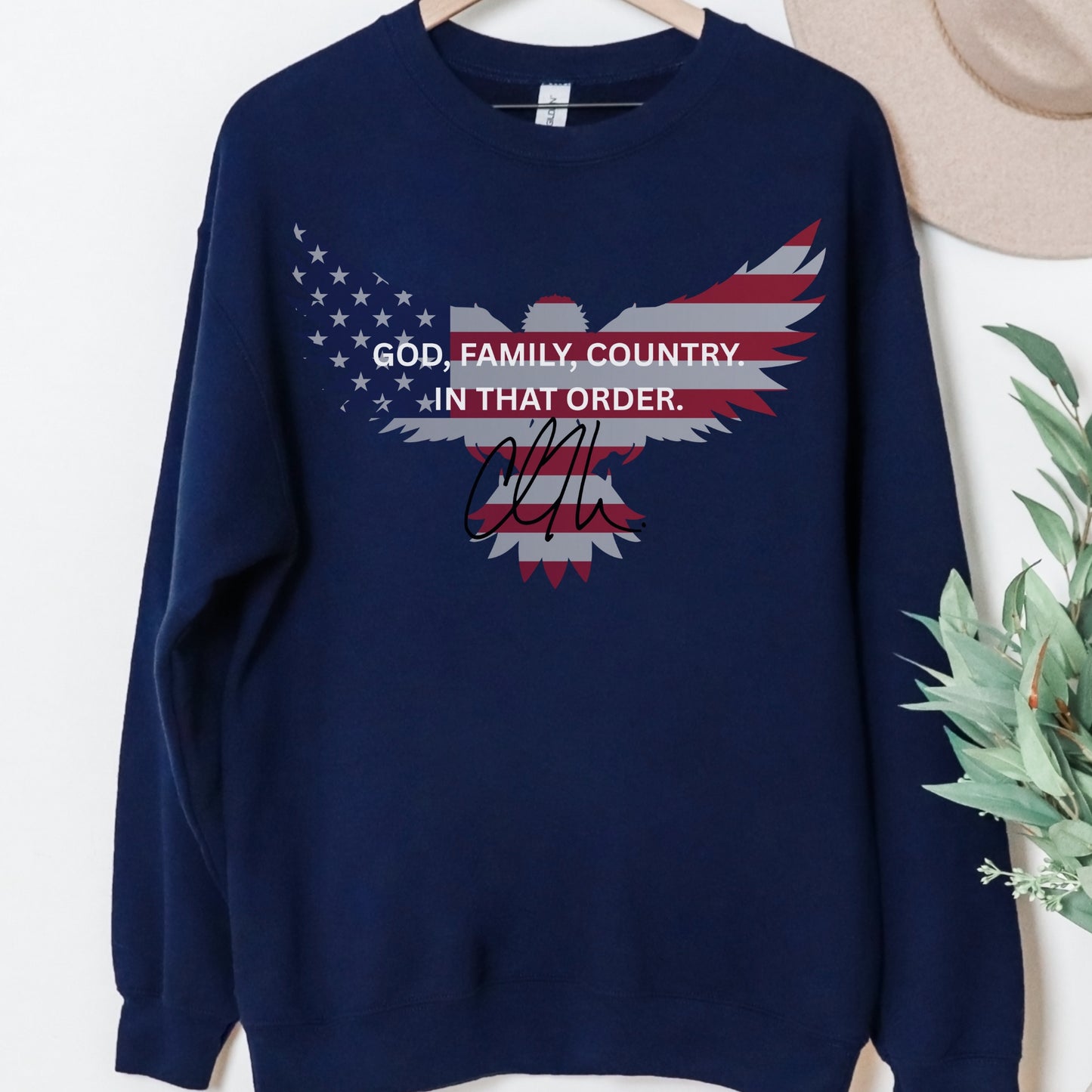 God, Family, Country Sweatshirt – Stand Strong: Charlie Kirk Collection