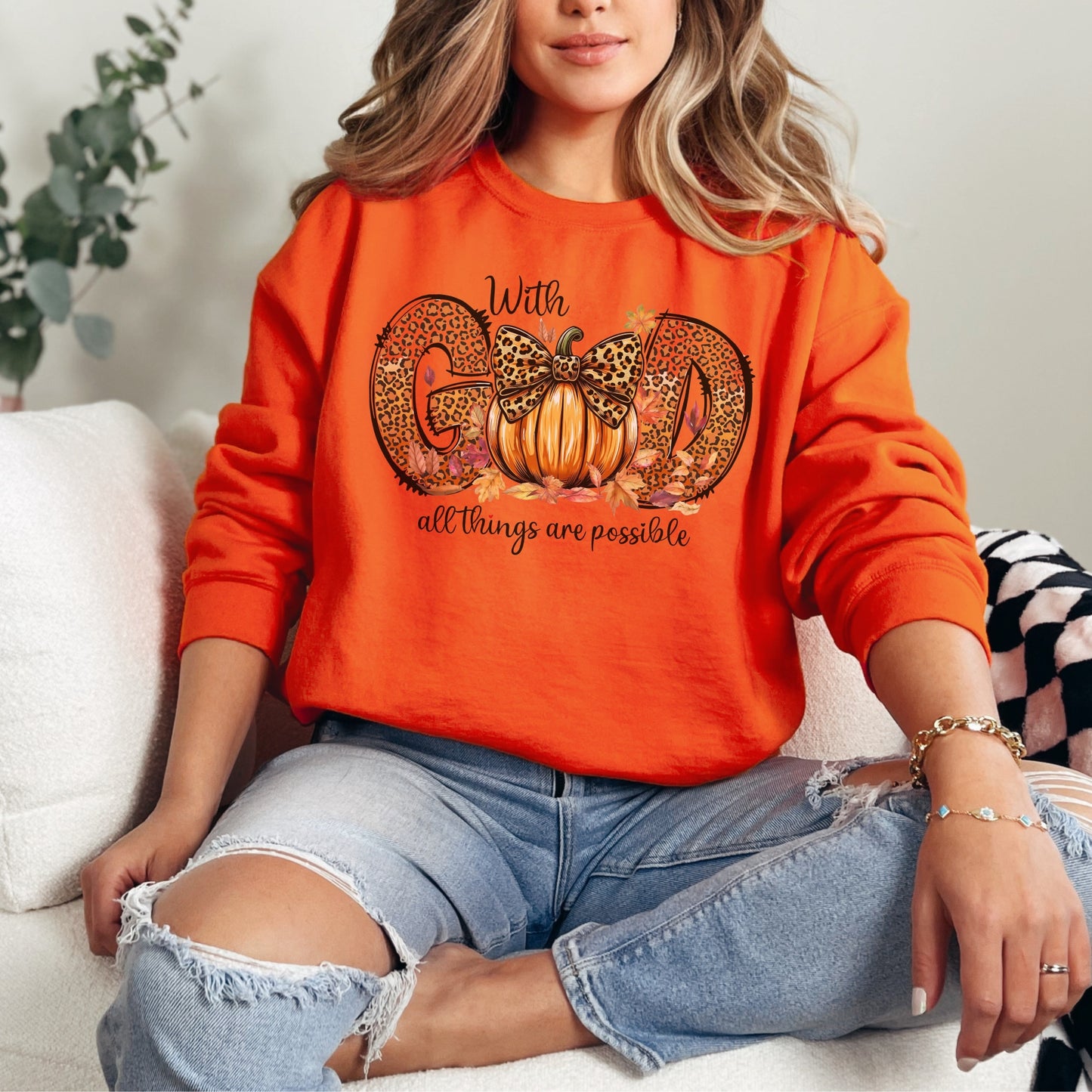 With God All Things Are Possible Sweatshirt – Fall Faith Inspired Crewneck