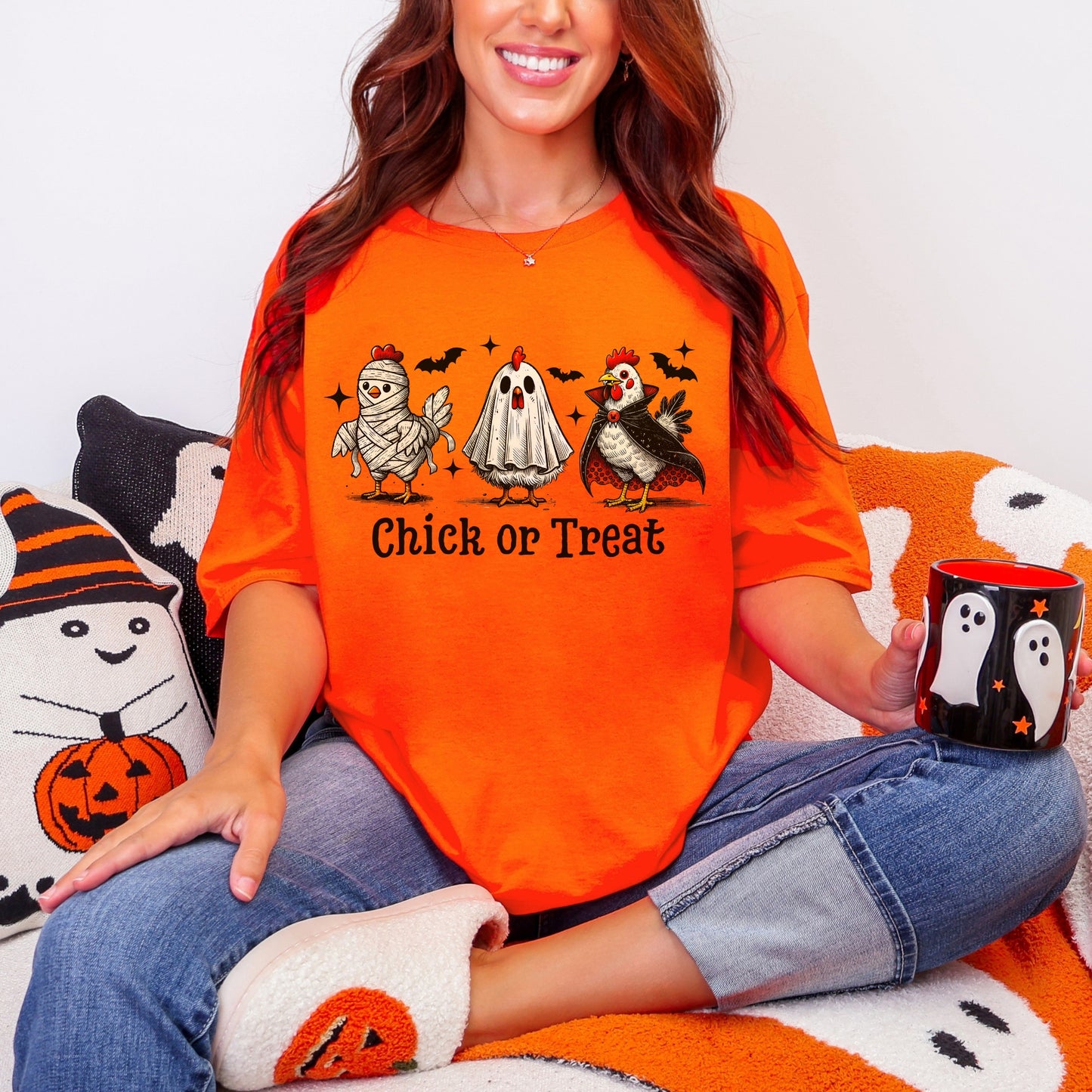Chick or Treat Halloween Chicken Graphic Tee – Gildan Softstyle Unisex T-Shirt
