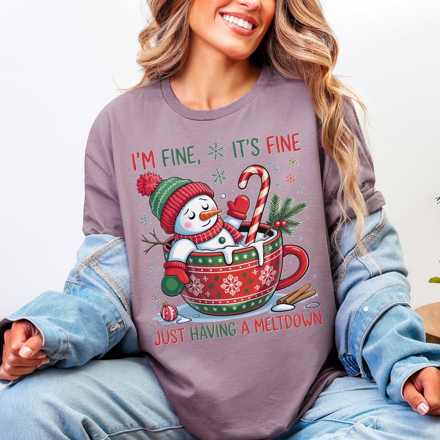 “I’m Fine, It’s Fine” Snowman Christmas Tee