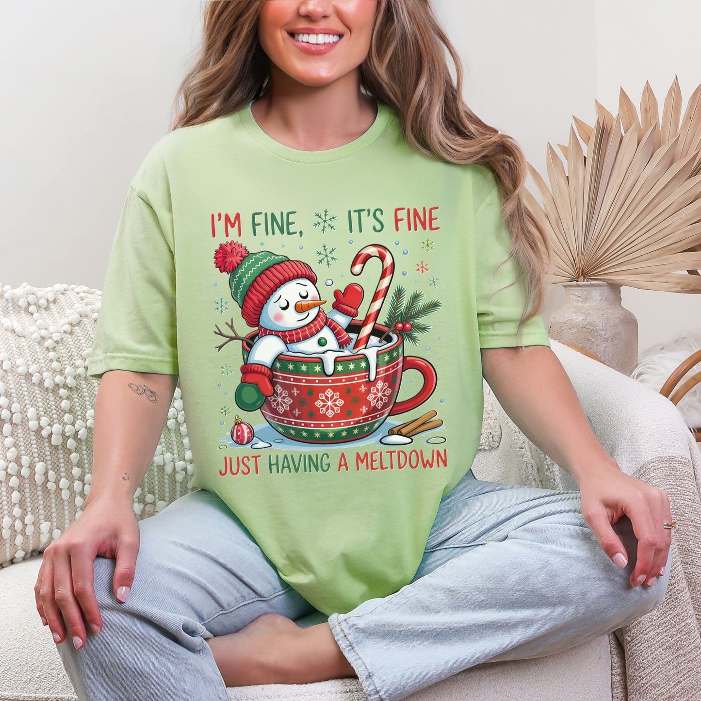 “I’m Fine, It’s Fine” Snowman Christmas Tee