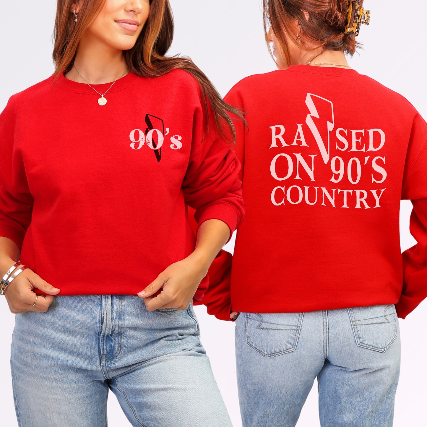 Raised on 90’s Country Sweatshirt | Front & Back Country Music Graphic Crewneck
