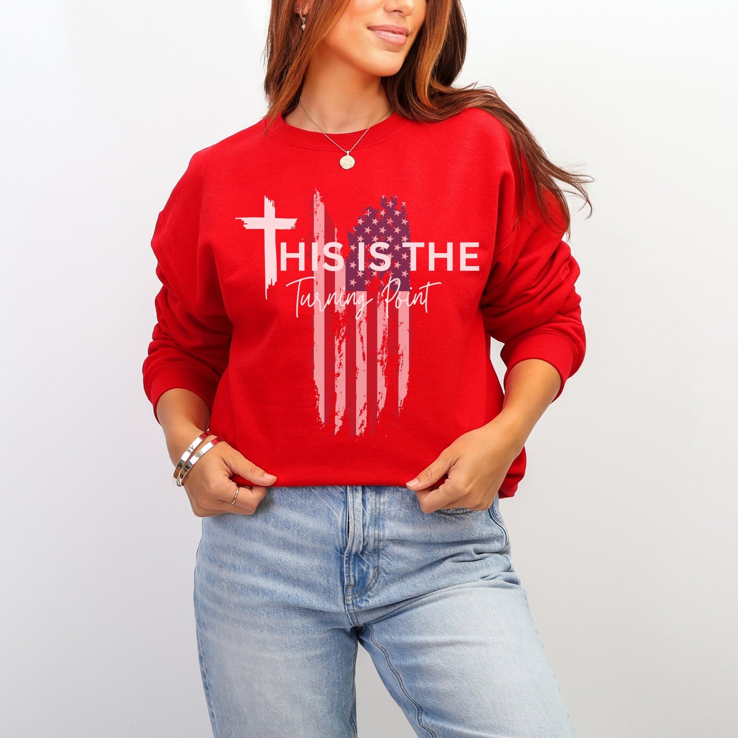 Turning Point Flag Sweatshirt – Stand Strong: Charlie Kirk Collection