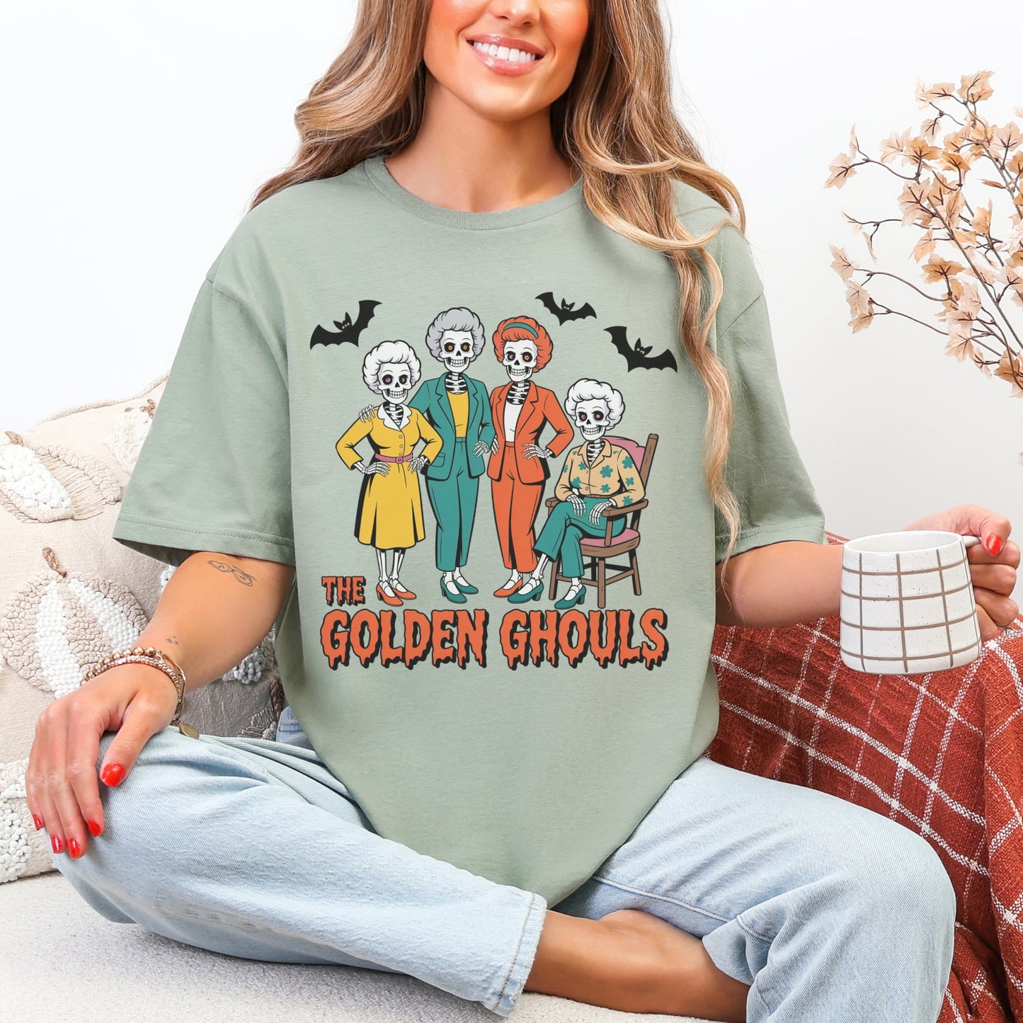 Golden Ghouls Halloween T-Shirt | Retro Graphic Tee | Gildan Softstyle Unisex