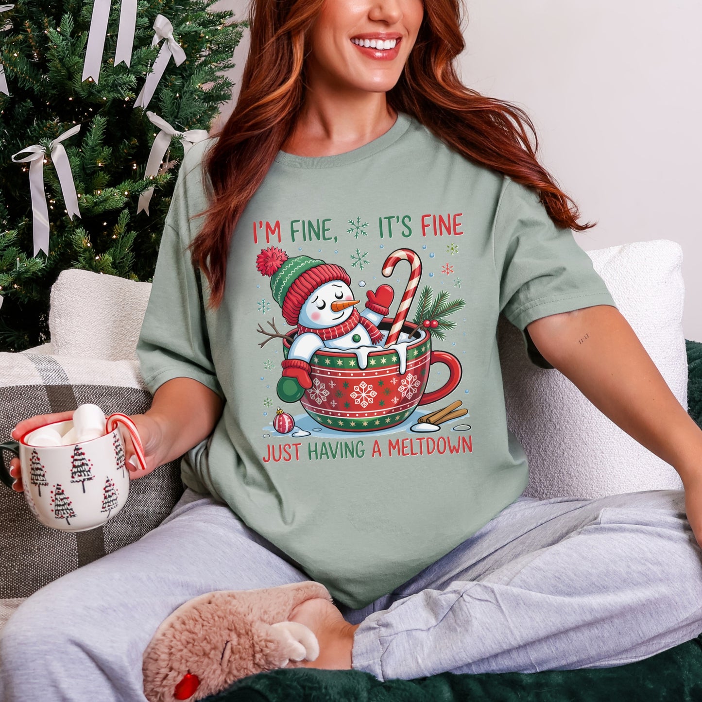 “I’m Fine, It’s Fine” Snowman Christmas Tee