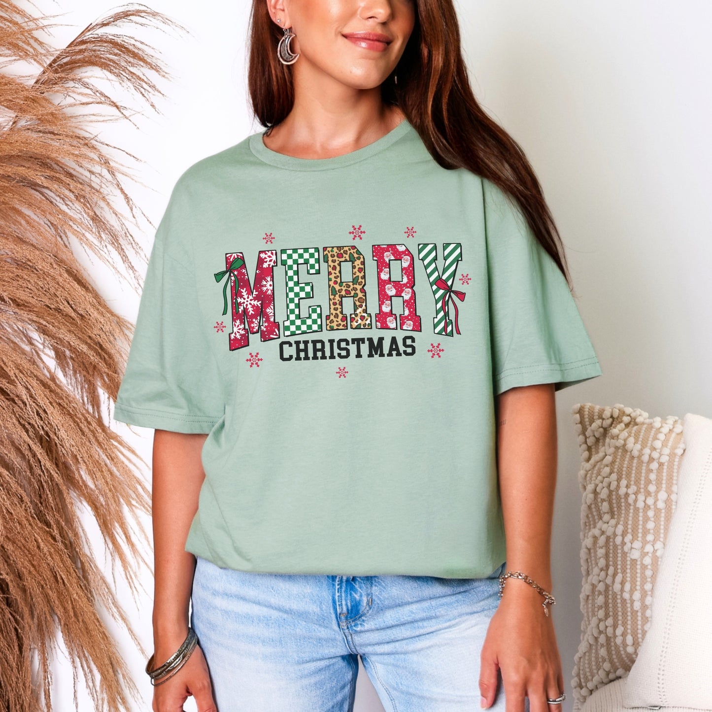 Merry Christmas Patchwork Tee