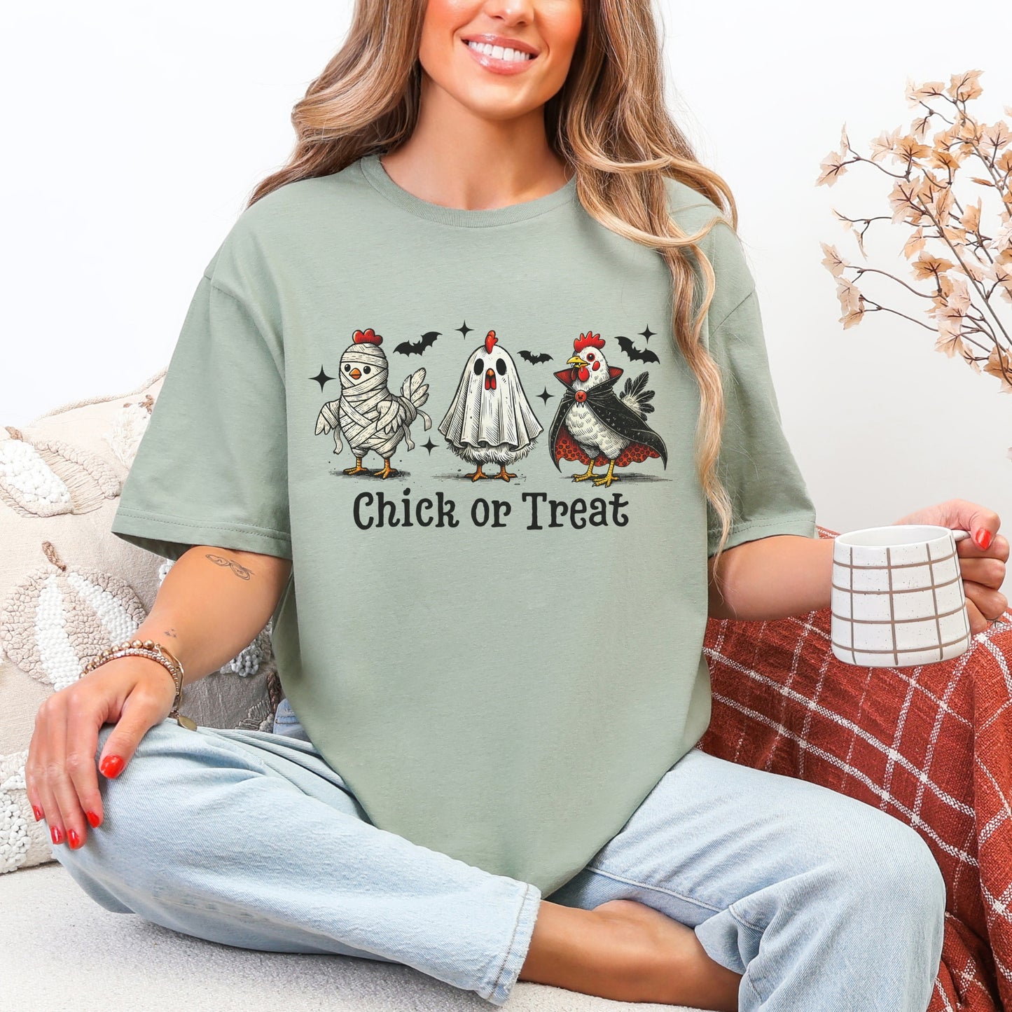 Chick or Treat Halloween Chicken Graphic Tee – Gildan Softstyle Unisex T-Shirt