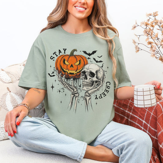 Stay Creepy Gildan SoftStyle Tee – Unisex Halloween Graphic T-Shirt