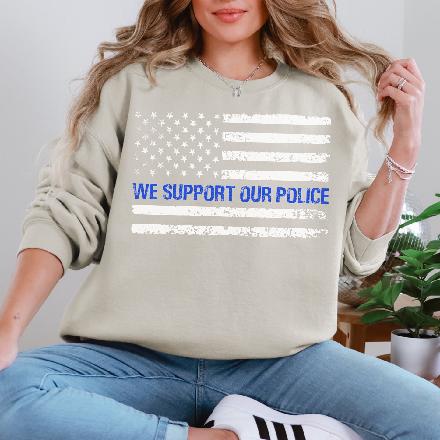 “We Support Our Police” Thin Blue Line Crewneck | Patriot Collection