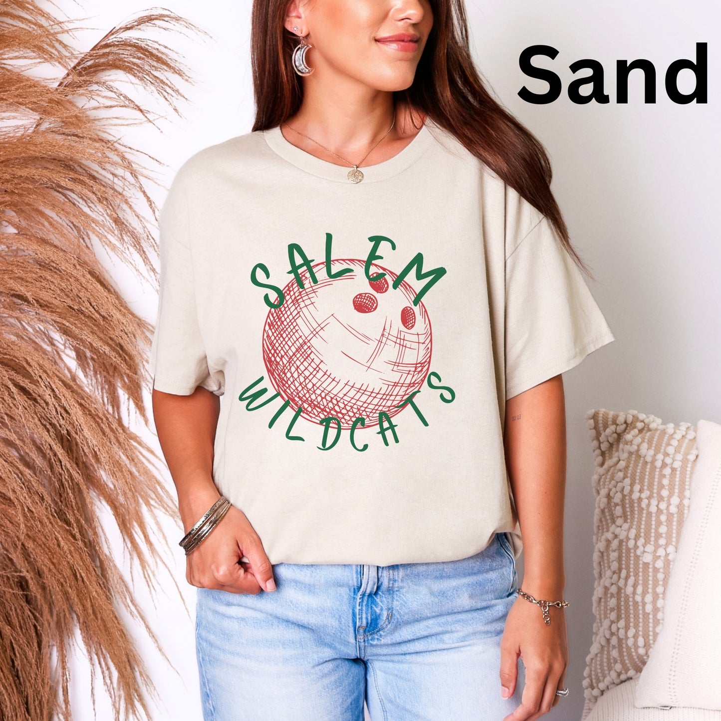 Salem Wildcats Bowling Tee | Vintage Sketch Bowling Ball Team Shirt