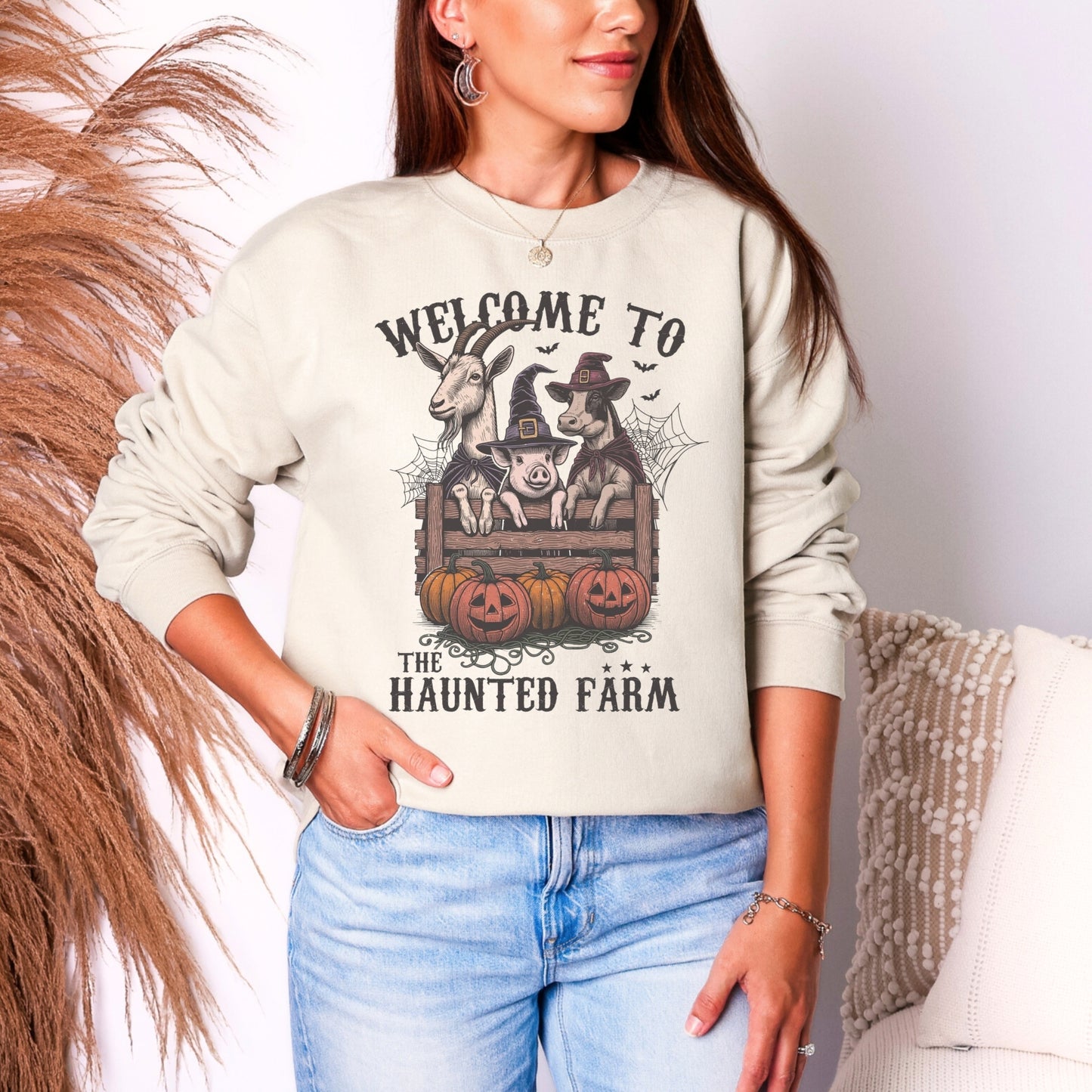 Haunted Farm Sweatshirt – Gildan 50/50 | Fall Graphic Crewneck