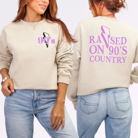 Raised on 90’s Country Sweatshirt | Front & Back Country Music Graphic Crewneck