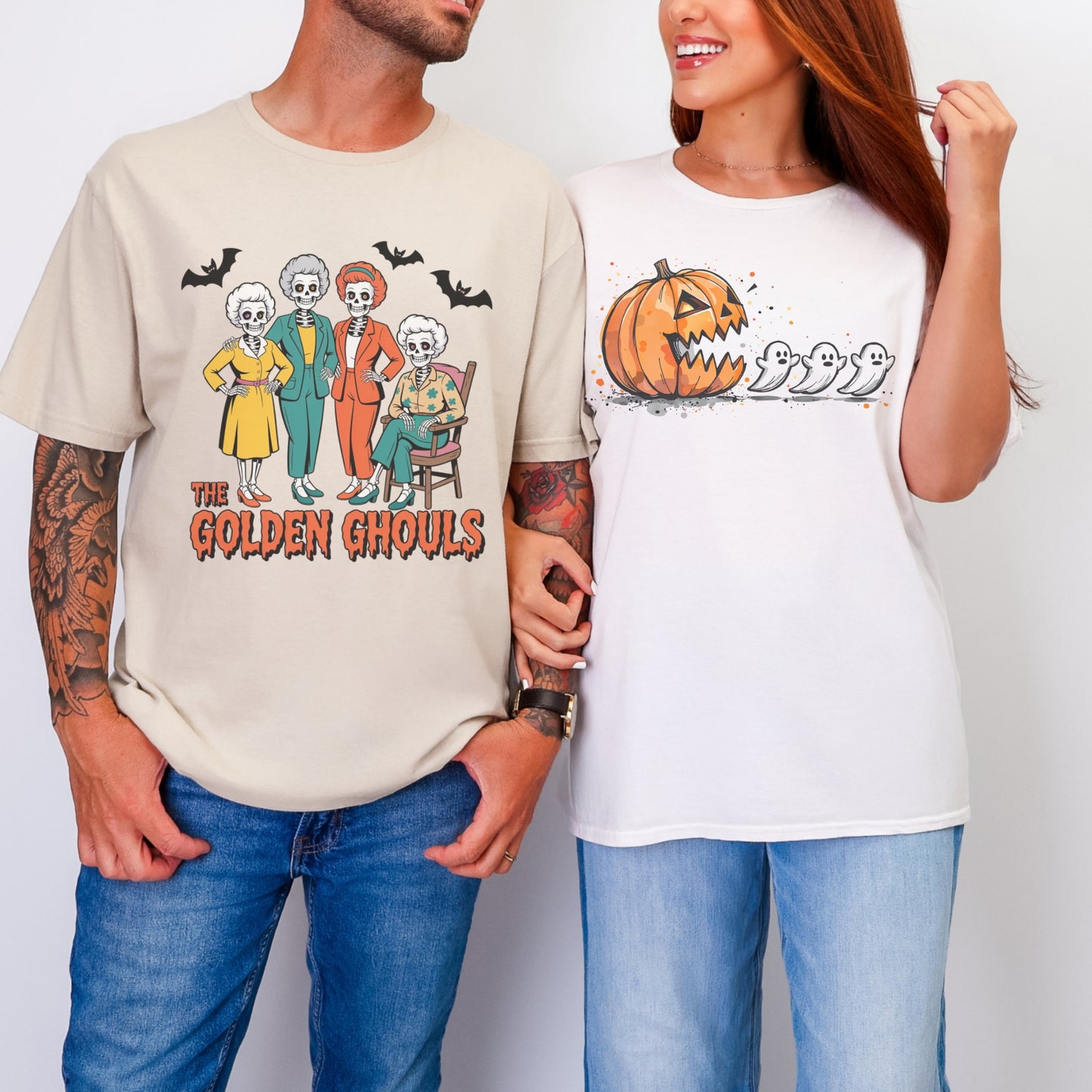 Golden Ghouls Halloween T-Shirt | Retro Graphic Tee | Gildan Softstyle Unisex