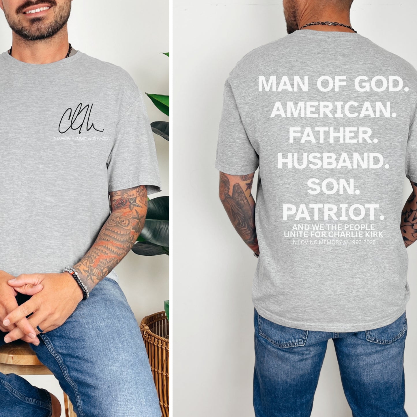 “Man of God. American. Father. Husband. Son. Patriot.” Memorial T-Shirt | Patriot Collection