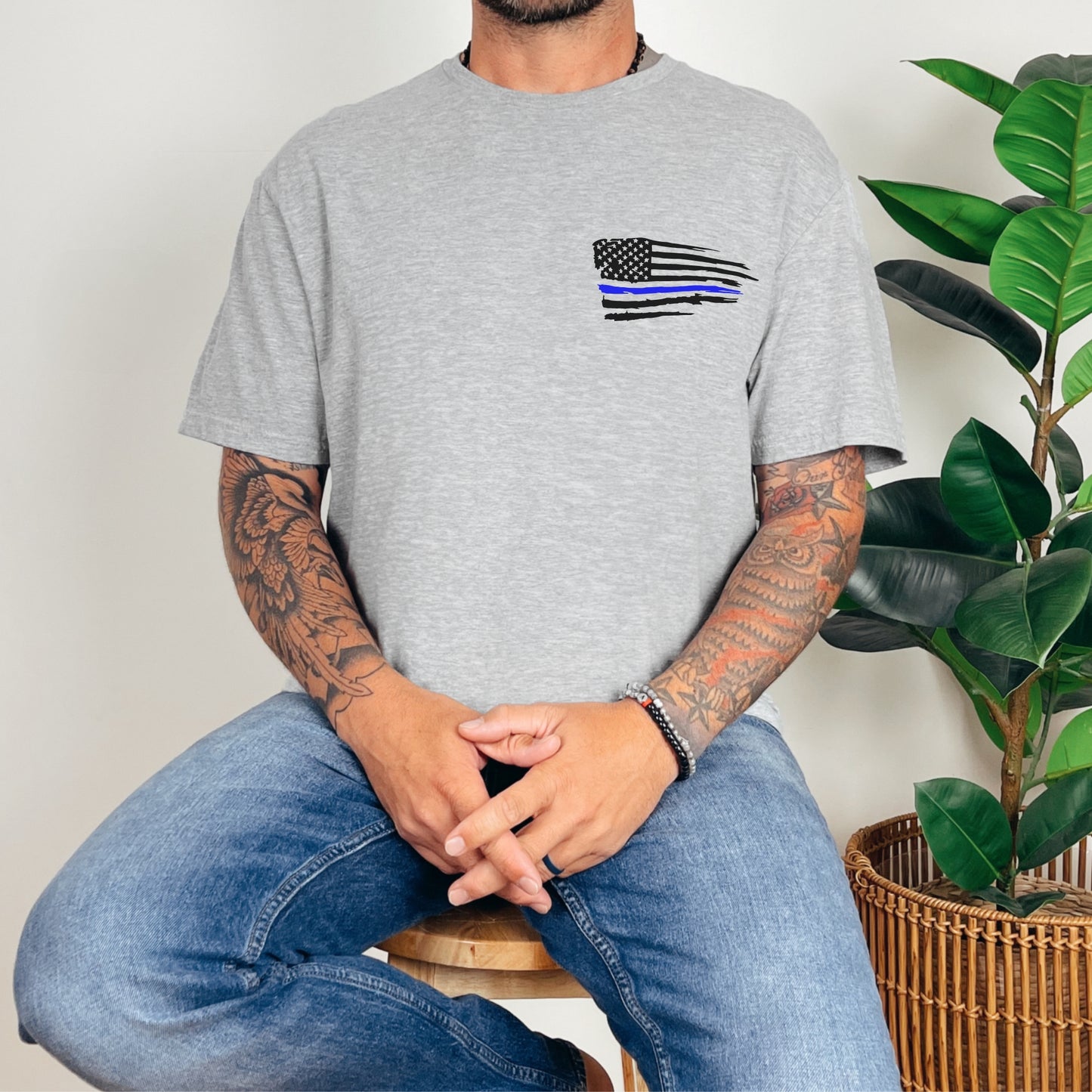 “Joshua 1:9 — Duty, Honor, Courage” Thin Blue Line T-Shirt | Patriot Collection