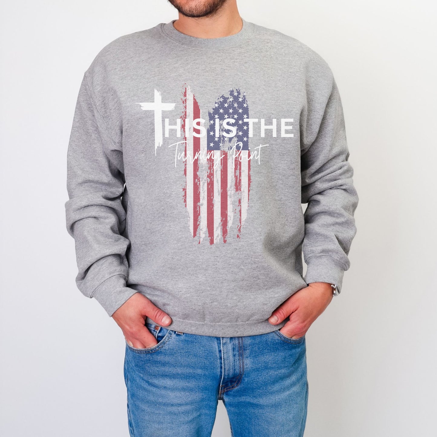 Turning Point Flag Sweatshirt – Stand Strong: Charlie Kirk Collection