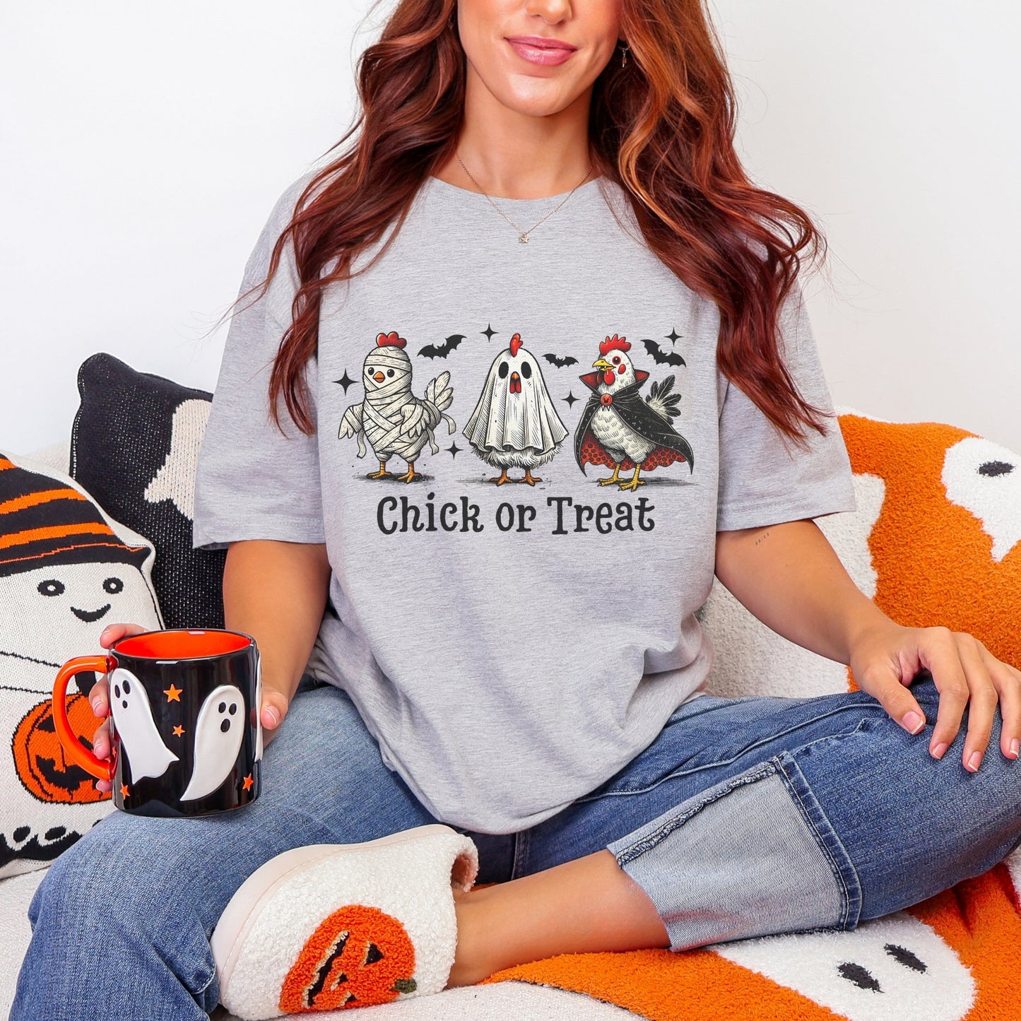 Chick or Treat Halloween Chicken Graphic Tee – Gildan Softstyle Unisex T-Shirt