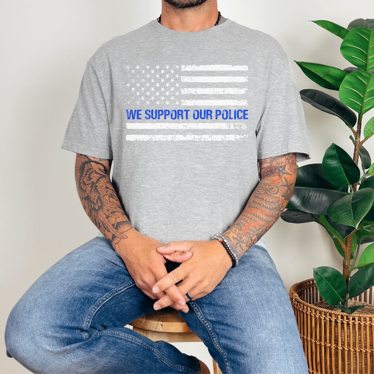 “We Support Our Police” Thin Blue Line T-Shirt | Patriot Collection