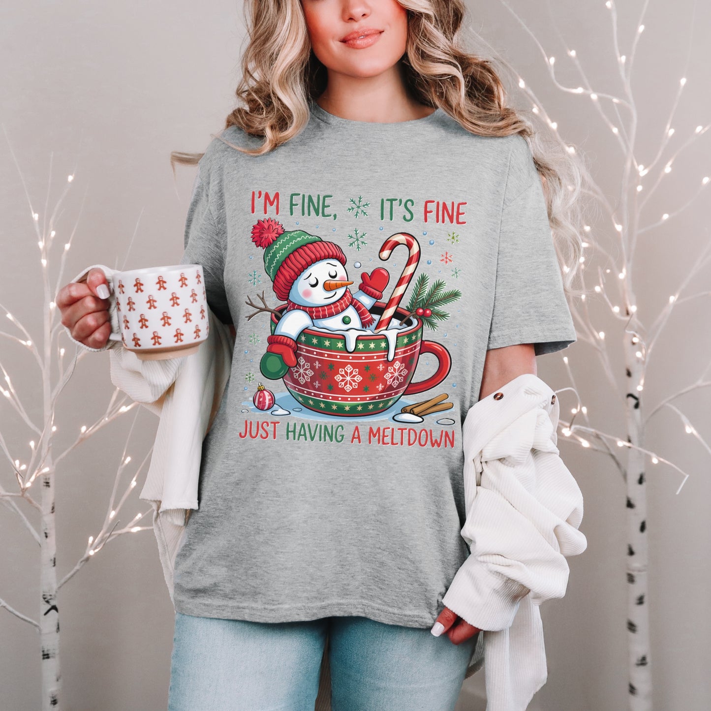 “I’m Fine, It’s Fine” Snowman Christmas Tee
