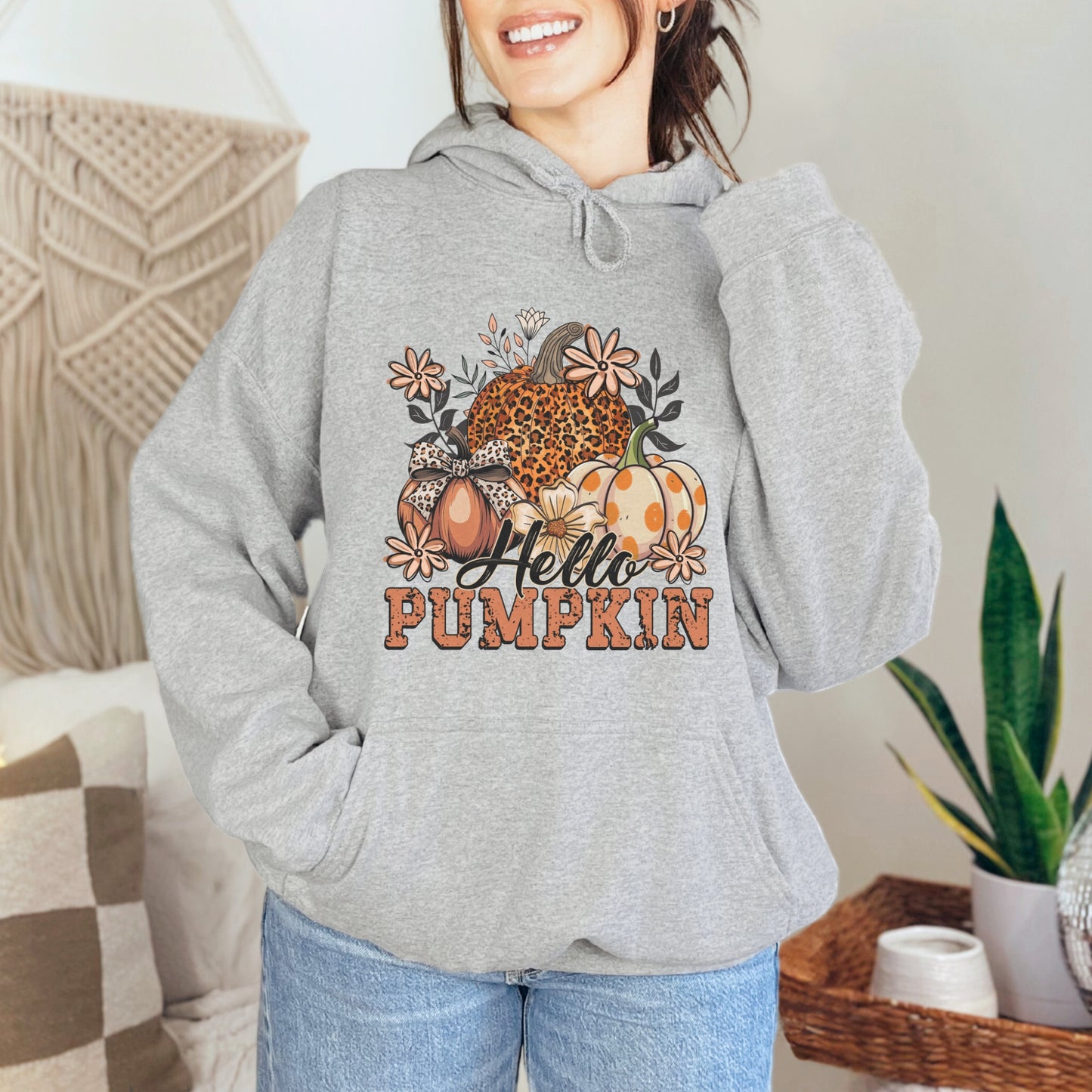 Hello Pumpkin Hoodie – Gildan Unisex Fall Sweatshirt