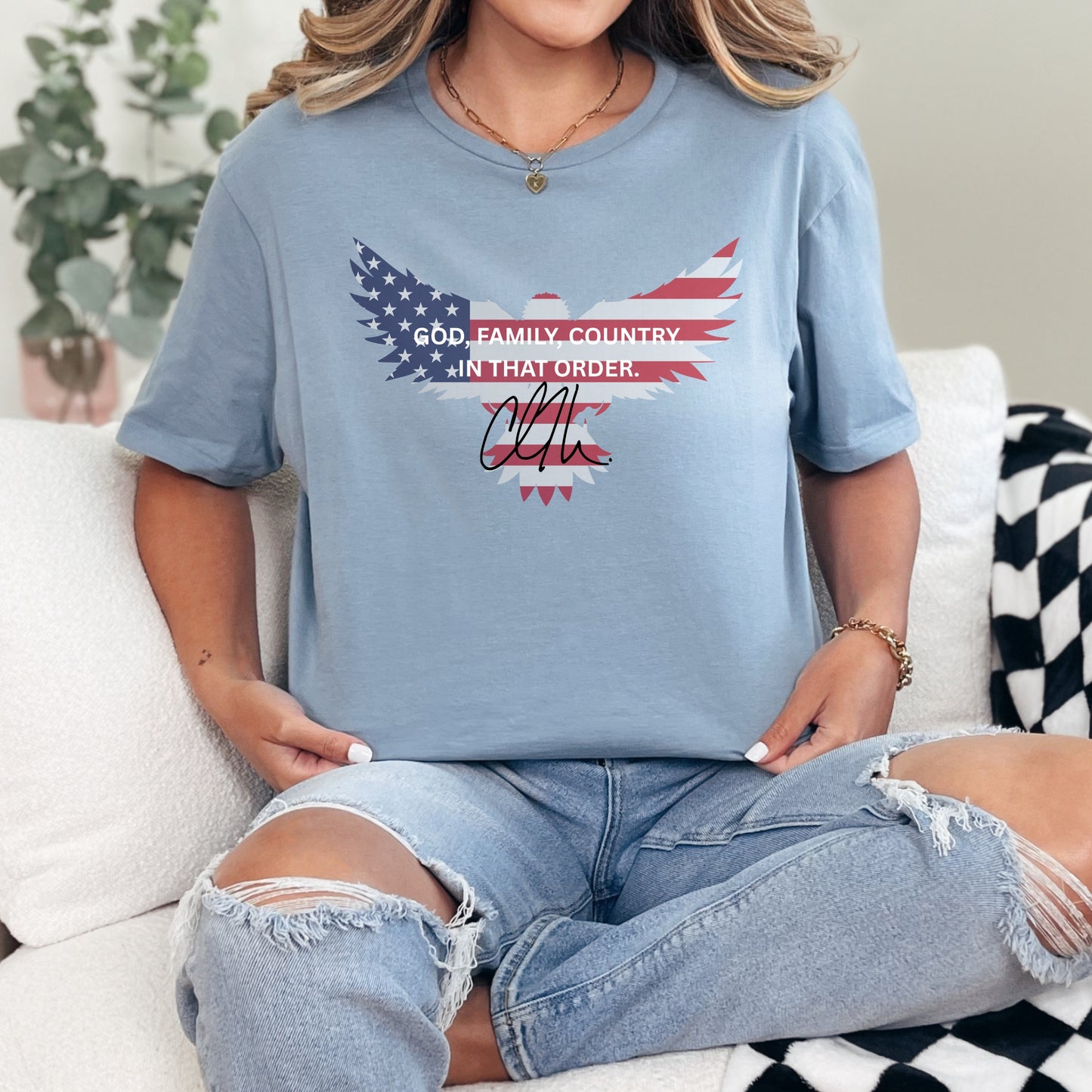 God, Family, Country Tee – Stand Strong: Charlie Kirk Collection