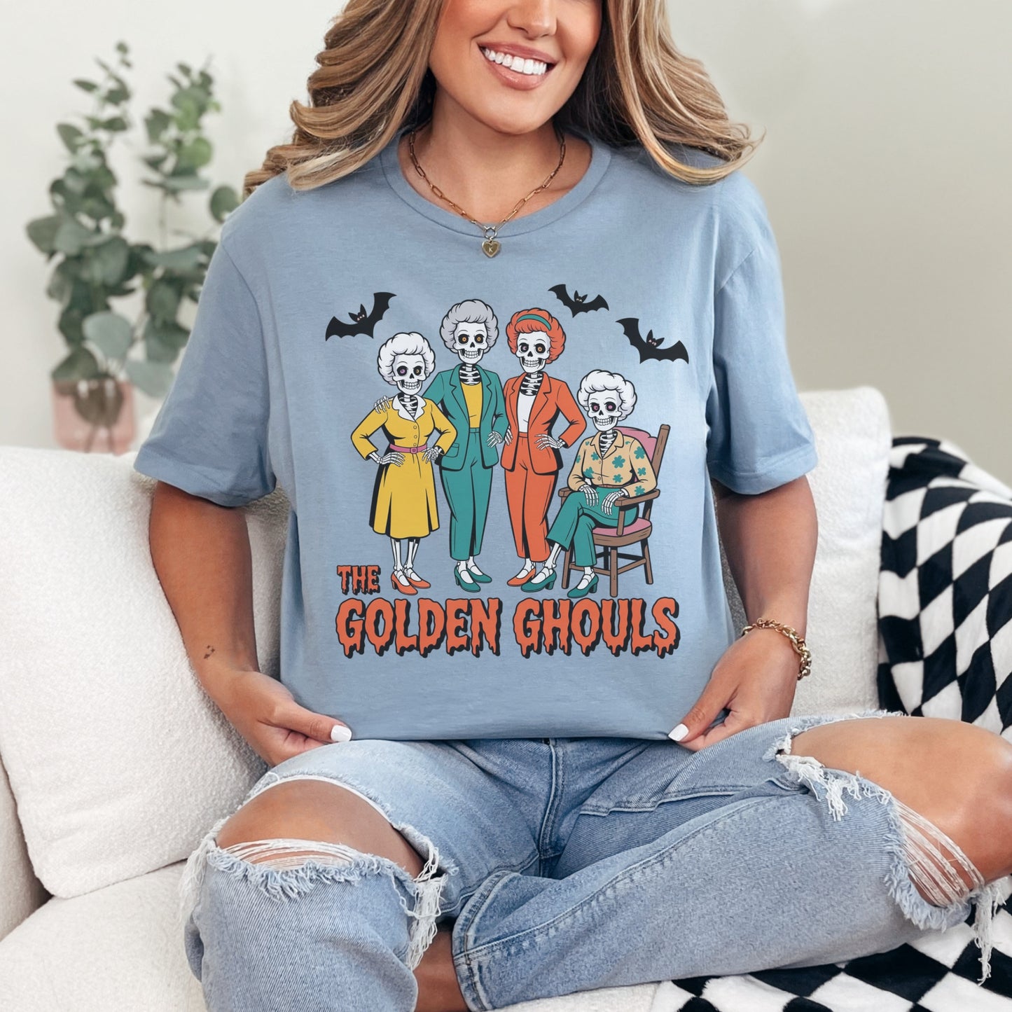 Golden Ghouls Halloween T-Shirt | Retro Graphic Tee | Gildan Softstyle Unisex