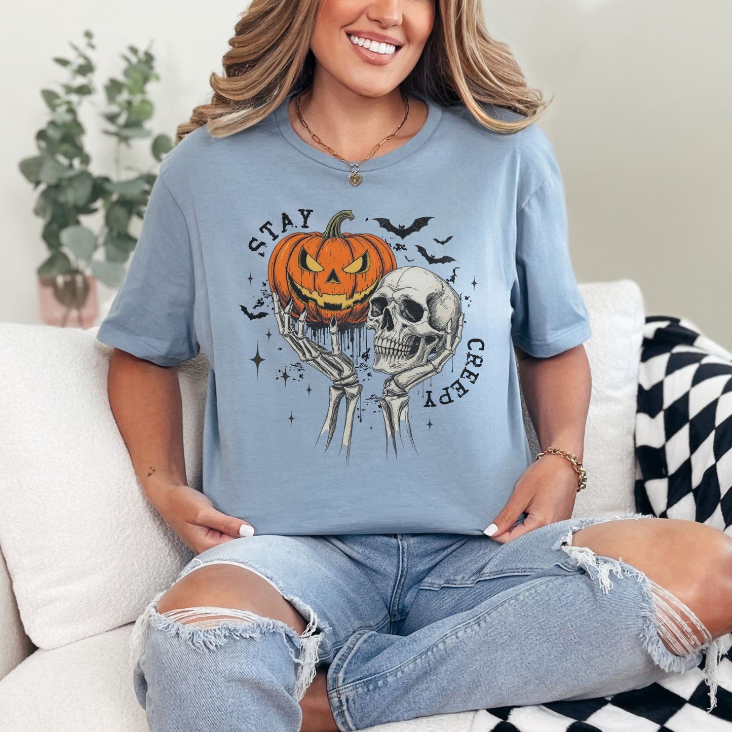 Stay Creepy Gildan SoftStyle Tee – Unisex Halloween Graphic T-Shirt