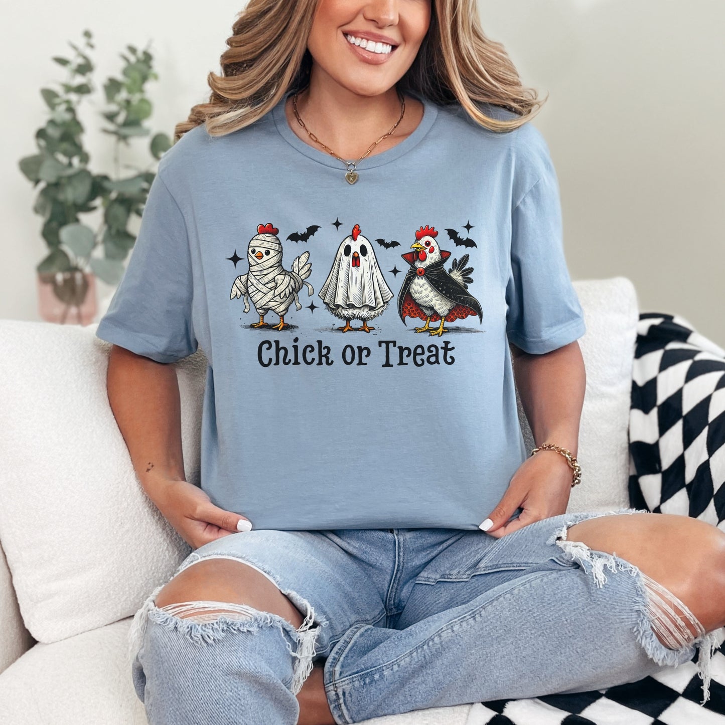 Chick or Treat Halloween Chicken Graphic Tee – Gildan Softstyle Unisex T-Shirt