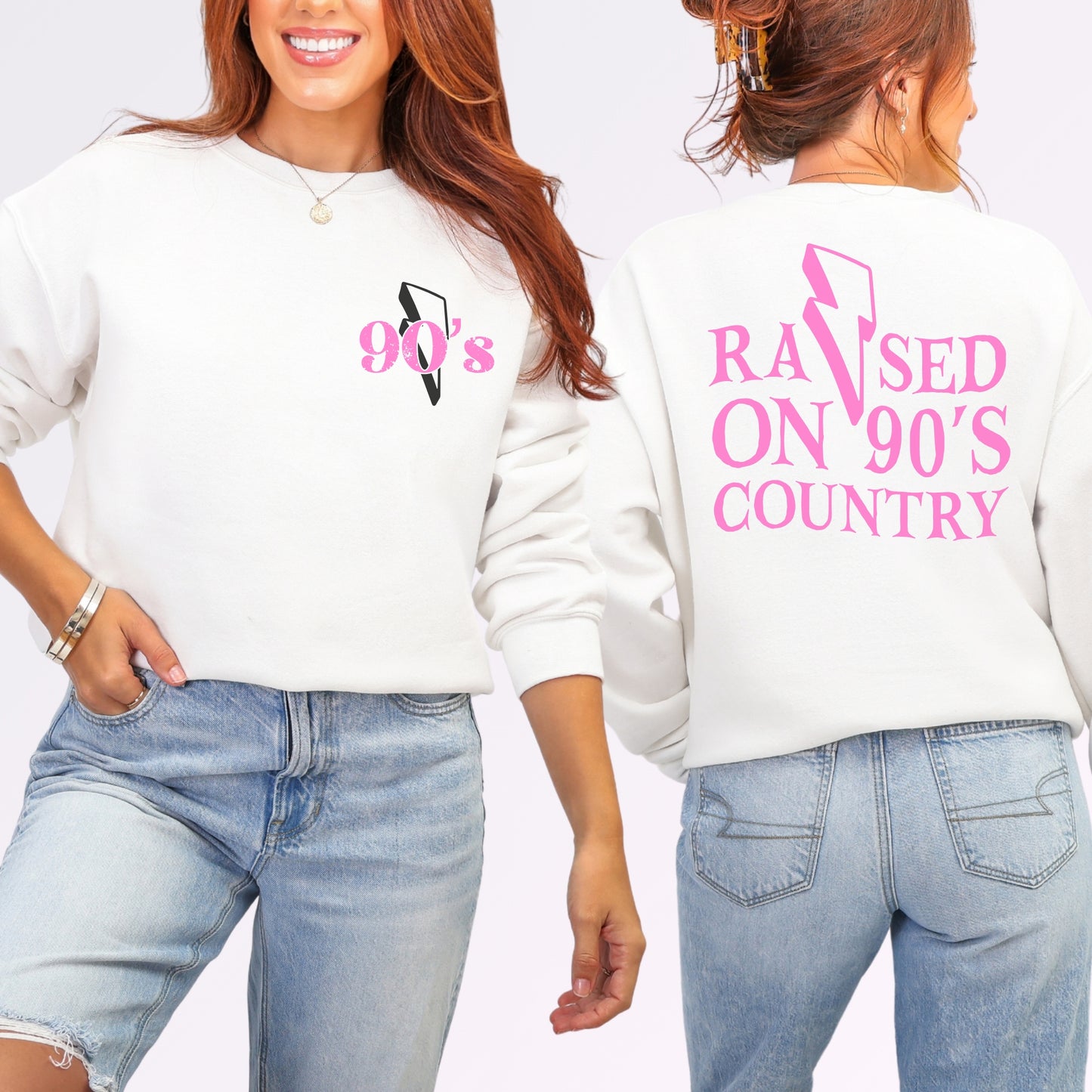Raised on 90’s Country Sweatshirt | Front & Back Country Music Graphic Crewneck