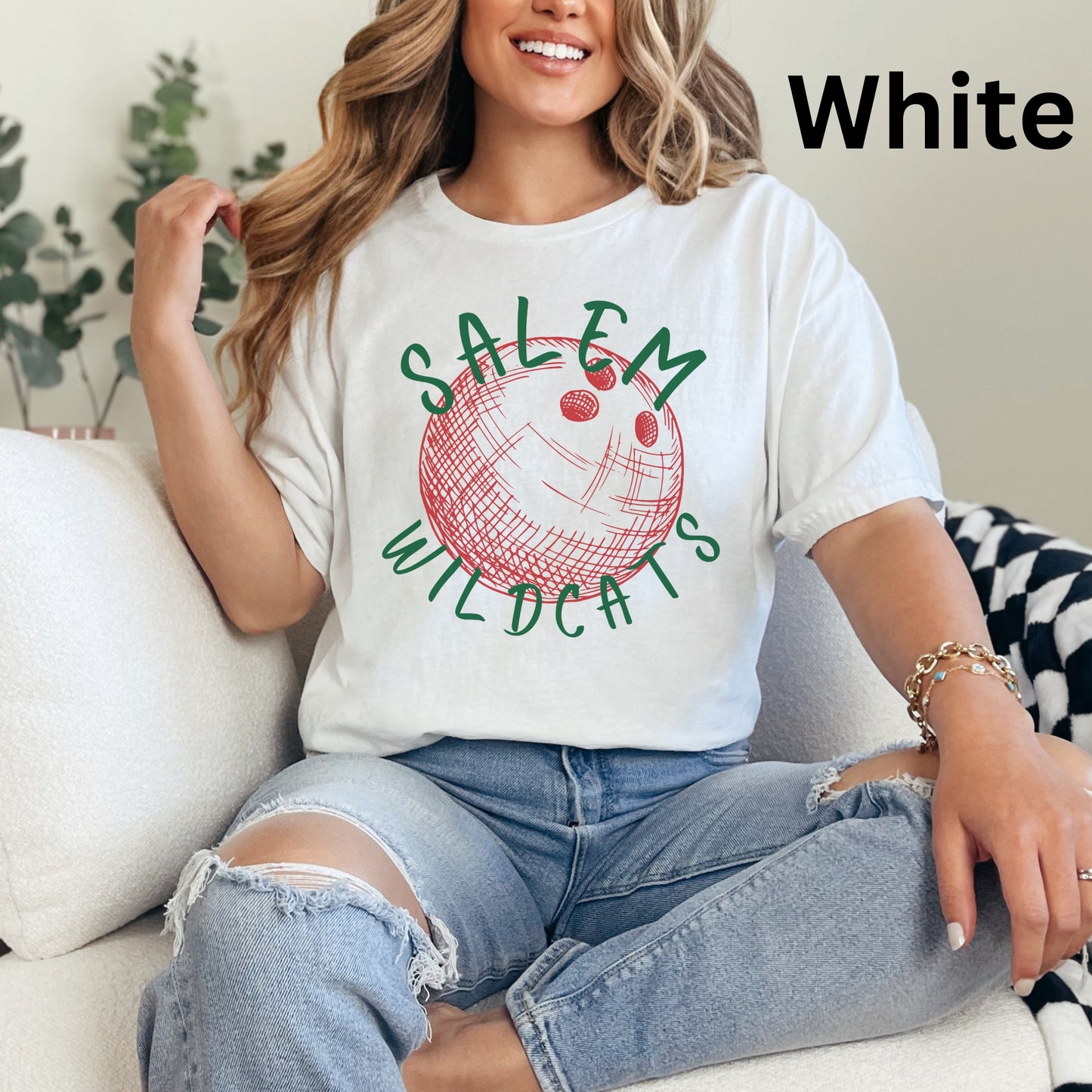 Salem Wildcats Bowling Tee | Vintage Sketch Bowling Ball Team Shirt