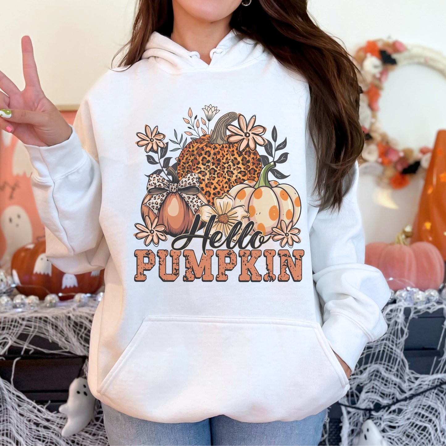 Hello Pumpkin Hoodie – Gildan Unisex Fall Sweatshirt