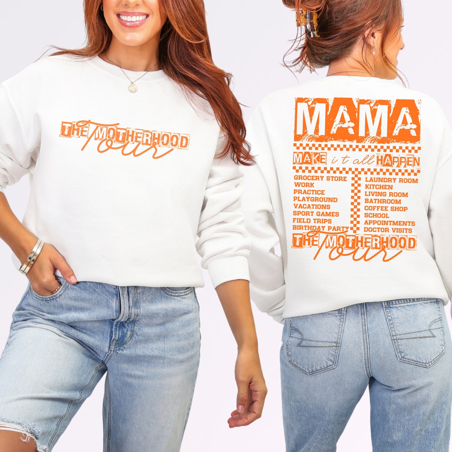 The Motherhood Tour Sweatshirt | Funny Front & Back Mom Life Crewneck