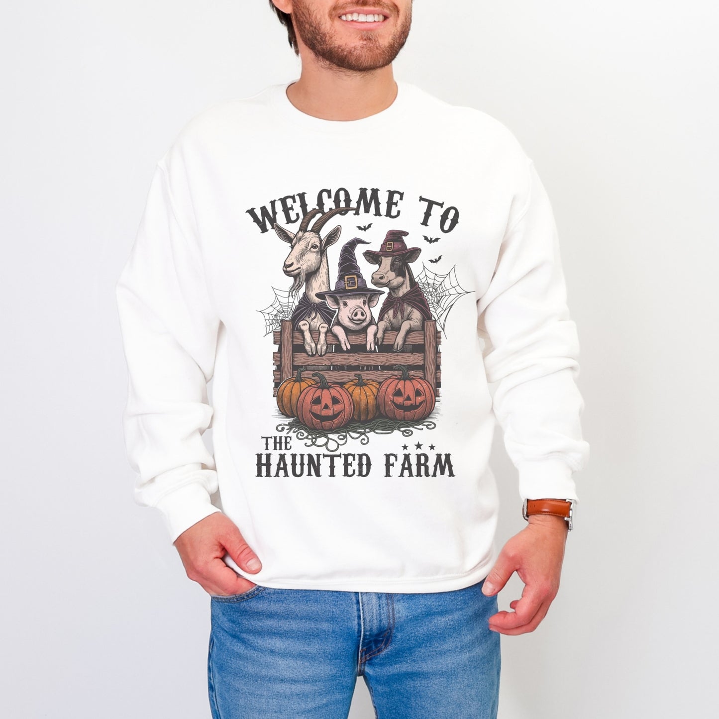 Haunted Farm Sweatshirt – Gildan 50/50 | Fall Graphic Crewneck
