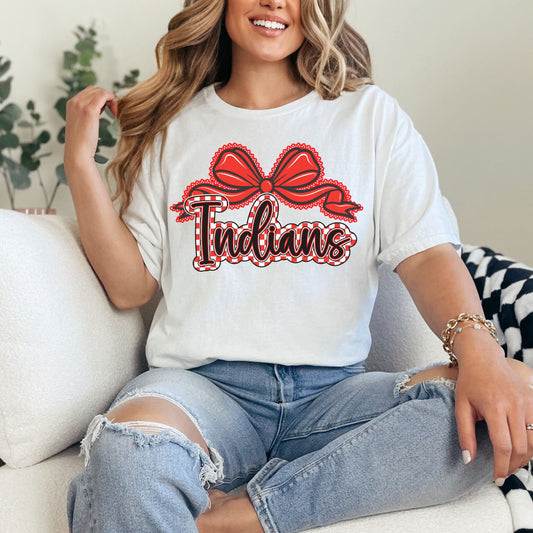 Du Quoin Indians Tee | Indians Gingham Bow Tee